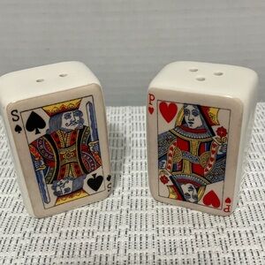 Playing Card Ceramic Salt and Pepper Shakers - Red, Black
